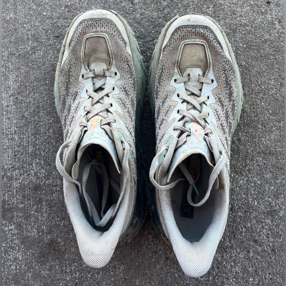 Hoka Athletic Shoes in Gray and Orange
